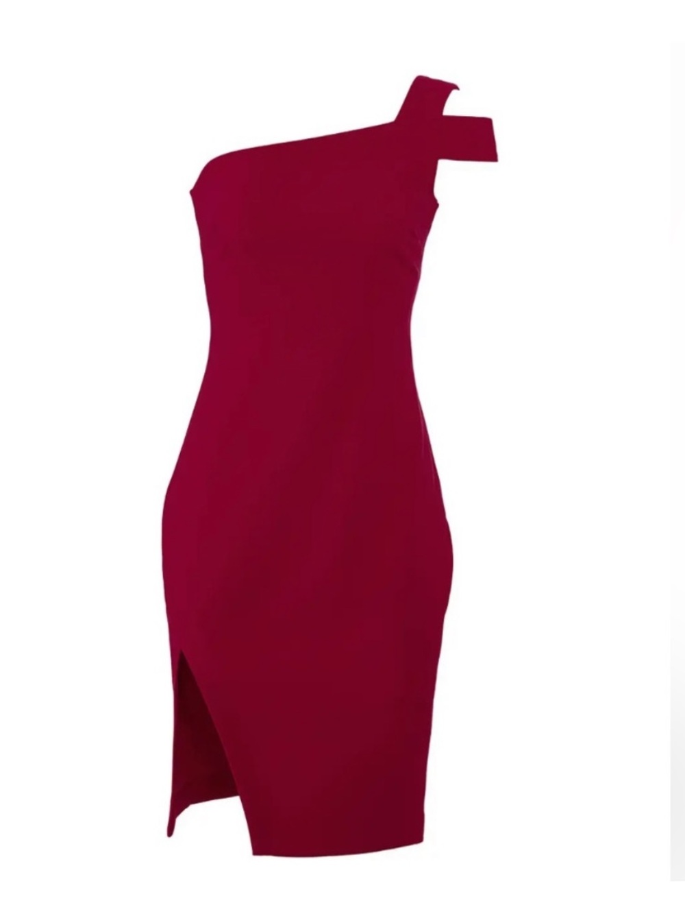 Likely One-Shoulder Wine Sheath Dress